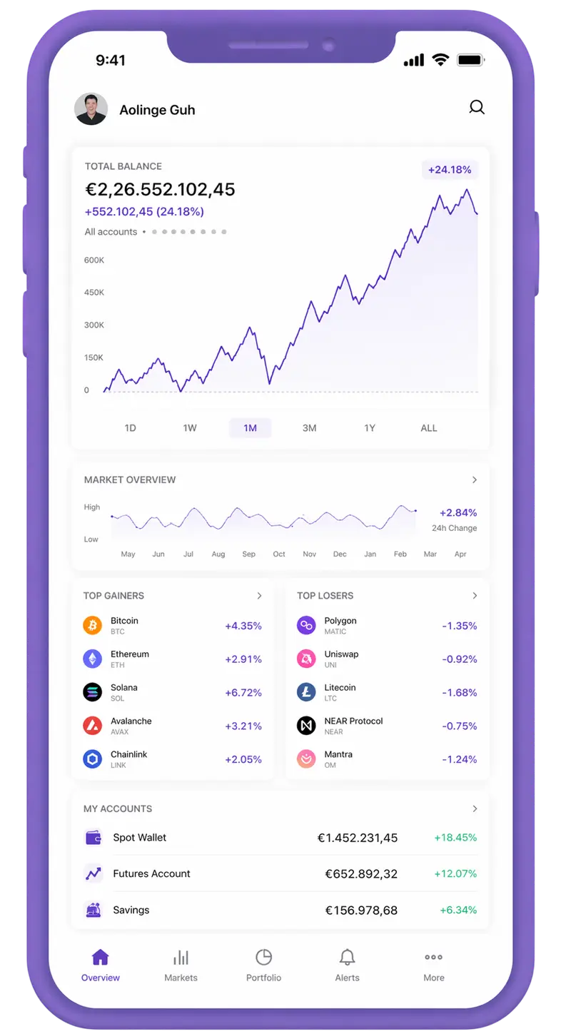 Vue mobile du suivi de portefeuille